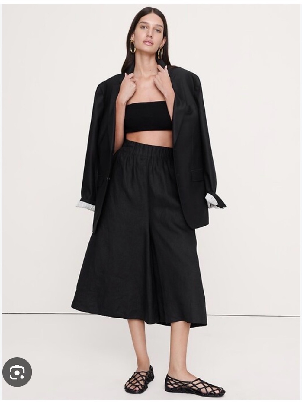 Banana Republic Black linen Wide-Leg culottes